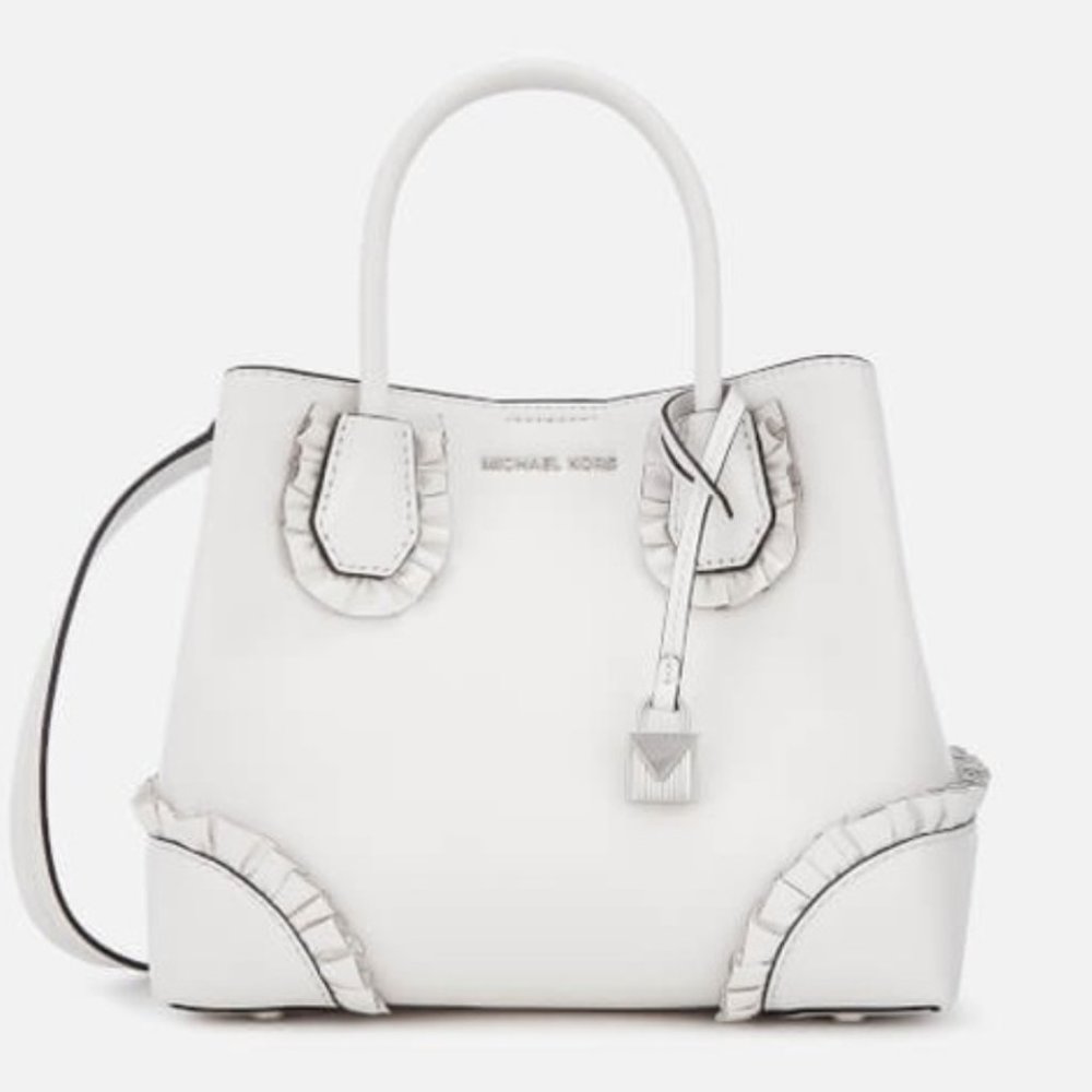 New Michael Kors White Purse Bag with Ruffles